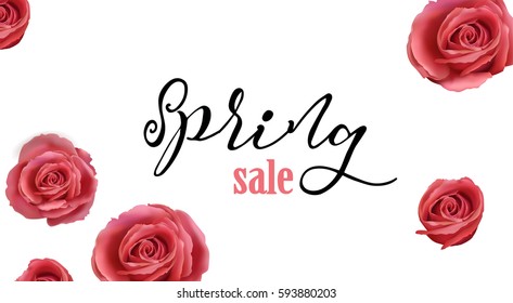 Beautiful Realistic Vector Roses on illustration for 8 March, International Women's Day, spring, flowers. Decorative Template for Invitation, Flyer, Banner