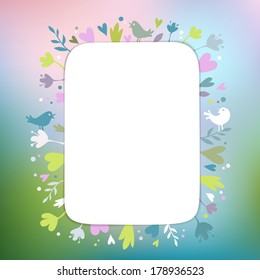 Beautiful rectangular Greating card with love symbols.