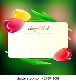 Beautiful rectangular greating card with spring flowers for Valentine's Day and  International Women's Day.