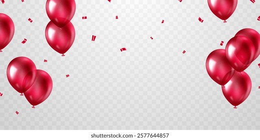 Beautiful red 3d balloon illustration vector banner template background design