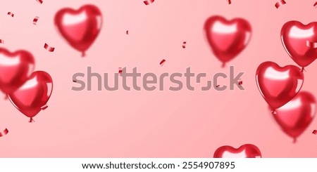 Beautiful red 3d heart balloon vector illustration banner template background design