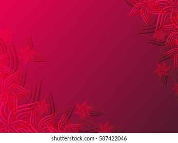 Beautiful red abstract background with stylized flowers