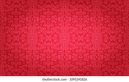 beautiful red abstract ornamental background with light in the center