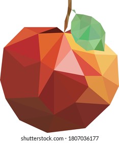 Hermosa manzana roja con una hoja verde al estilo de Arte de Polo Bajo. Ilustración