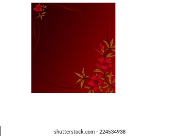 Beautiful red background with flowers