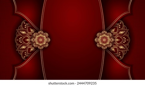 beautiful red background, with gold mandala ornaments