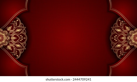 beautiful red background, with gold mandala ornaments