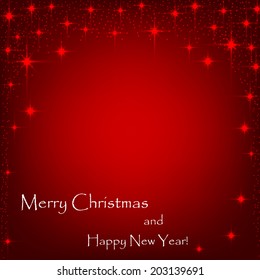 Beautiful red background with sparkles .Vector  illustration