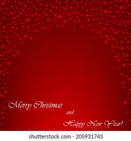 Beautiful red background with sparkles .Vector  illustration