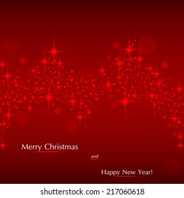 Beautiful red background with sparkles .Vector  illustration