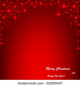 Beautiful red background with sparkles .Vector  illustration