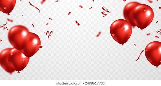 Beautiful red balloon background for party celebration. Vector illustration