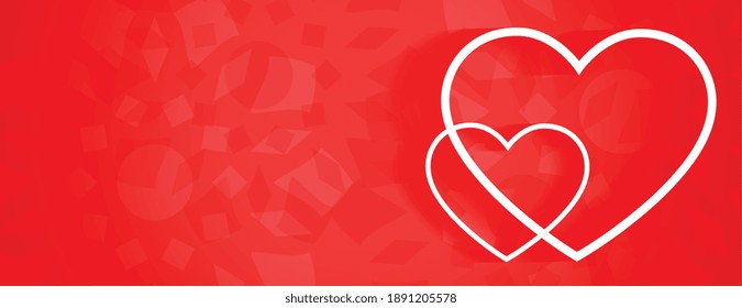 beautiful red banner with two white line hearts