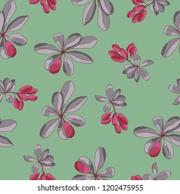 beautiful red barberry branches pattern.seamless vector print.