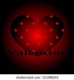 beautiful red black background Valentine's day with heart. A festive poster. Template for decorating greeting cards or making a gift. Vector illustration