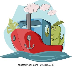 a beautiful red boat conquers the depths of the sea
