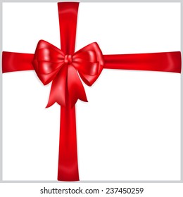 Beautiful red bow with crosswise ribbons