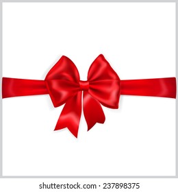 Beautiful red bow with horizontal ribbon