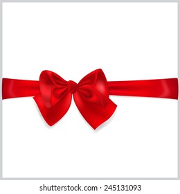 Beautiful red bow with horizontal ribbon