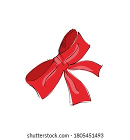 Beautiful red bow on white isolated background. Ribbon symbol for your website design, logo, app, user interface. Vector illustration, EPS10