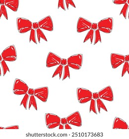 Beautiful Red Bows holiday design pattern seamless Vector Illustration