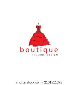 beautiful red bridal boutique  fashion  logo vector icon illustration design