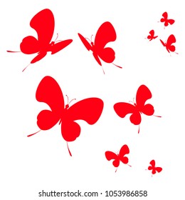 beautiful red butterflies, isolated on a white
