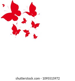 beautiful red butterflies, isolated on a white