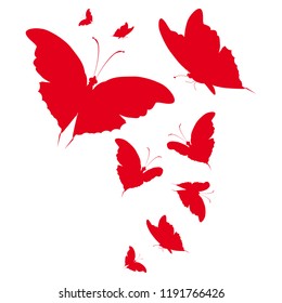 beautiful red butterflies, isolated on a white