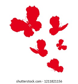 beautiful red butterflies, isolated on a white