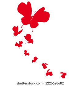 beautiful red butterflies, isolated on a white