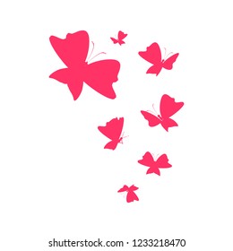 beautiful red butterflies, isolated on a white