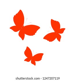 beautiful red butterflies, isolated on a white