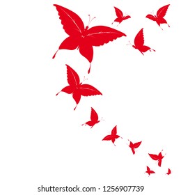 beautiful red butterflies, isolated on a white