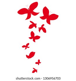 beautiful red butterflies, isolated on a white