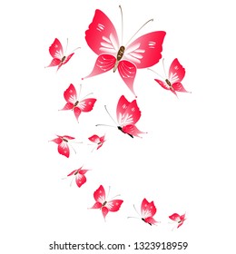 beautiful red butterflies, isolated on a white