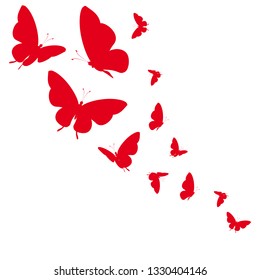 beautiful red butterflies, isolated on a white