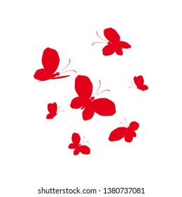 beautiful red butterflies, isolated on a white