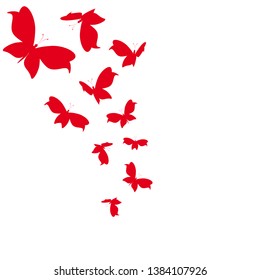 Beautiful Red Butterflies Isolated On White Stock Vector (Royalty Free ...