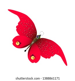 beautiful red butterflies, isolated on a white