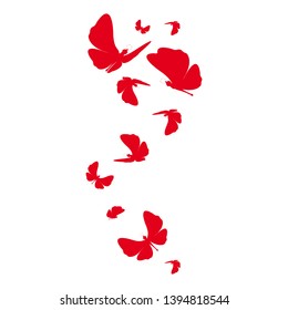 beautiful red butterflies, isolated on a white