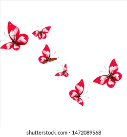 Beautiful Red Butterflies Isolated On White Stock Vector (Royalty Free ...