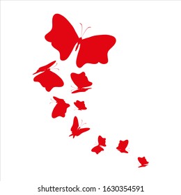 beautiful red butterflies, isolated on a white