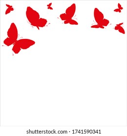 beautiful red butterflies, isolated on a white