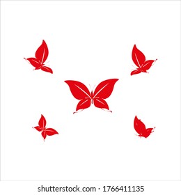 beautiful red butterflies, isolated on a white