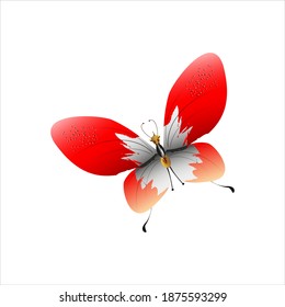beautiful red butterflies, isolated on a white