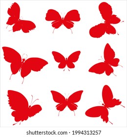 beautiful red butterflies, isolated on a white