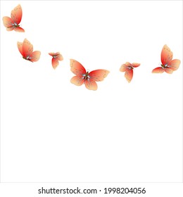 beautiful red butterflies, isolated on a white