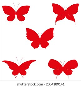 beautiful red butterflies, isolated on a white