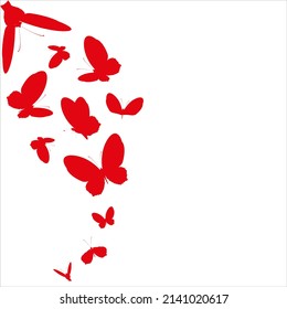 beautiful red butterflies, isolated on a white